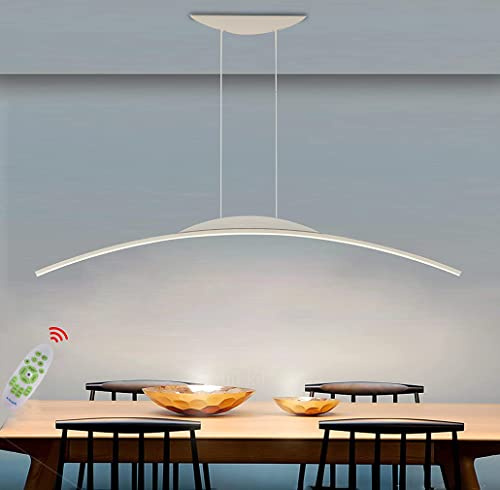Lanekd Esstischlampe Hängeleuchte LED Pendelleuchte Modern Esszimmer Hängeleuchte Dimmbar Bogen Design Küchelampe Höhenverstellbar Büro Wohnzimmer Schlafzimmer Kronleuchter (Weiß, L80CM)