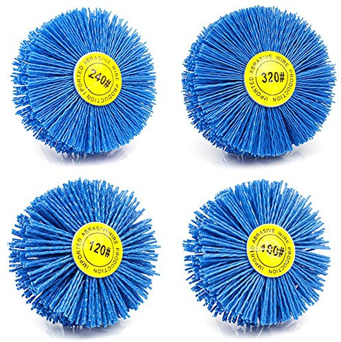 Echwave 4 piezas 80 x 30 x 6 mm taladro abrasivo alambre abrasivo disco de cerdas de nylon cepillo pulido para muebles caoba acabado
