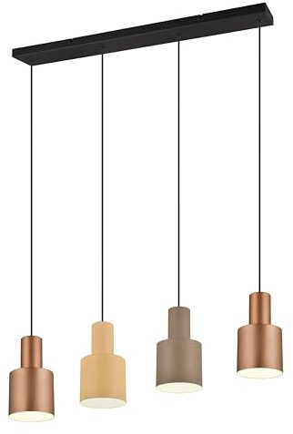 Trio Leuchten Pendelleuchte Agudo 319400417, Metall Schwarz matt, Schirm Metall Coffee/Beige/Taupe, exkl. 4x E27