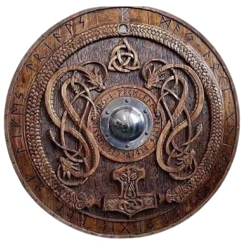 Mittelalterlicher Wikinger Holzschild Historischer Ritter Rüstung Schild Schlacht Kampf Krieger Schild Holzschild Nachstellung LARP Rüstung Schild Halloween