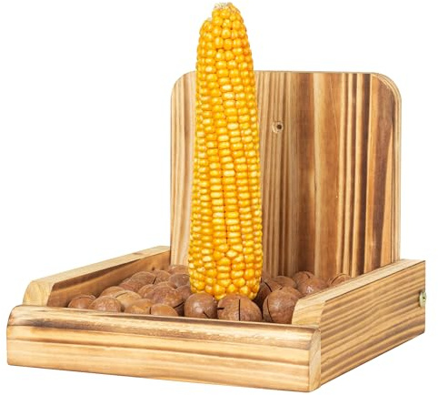 BalterFF Squirrel Feeder for Outside Yard Games Funny Peanuts in Shell for Picnic Table House Garden Decor Chipmunk Bench Corn Cobs Holder Chipmunk Squirrel Gifts for Squirrel Lovers Wooden