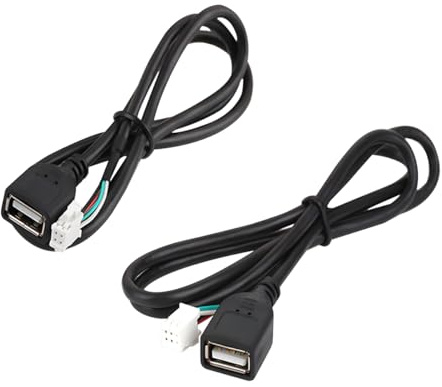 CGEAMDY 2 Pezzi Adattatori Cavo Prolunga USB Auto, 4 Pin e 6 Pin 76 Cm Adattatore Cavi, Compatibile con Autoradio Stereo USB Flash Drives Ricarica Rapida Telefoni Cellulari, Universale Motore