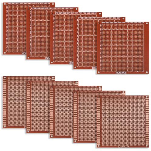 10 st PCB kretskort millehål universellt prototypkort, 10 x 10 cm DIY elektroniska prototyper perforerad platta, dubbelsidig PCB tryckt kretskortsprototyp för DIY-projekt