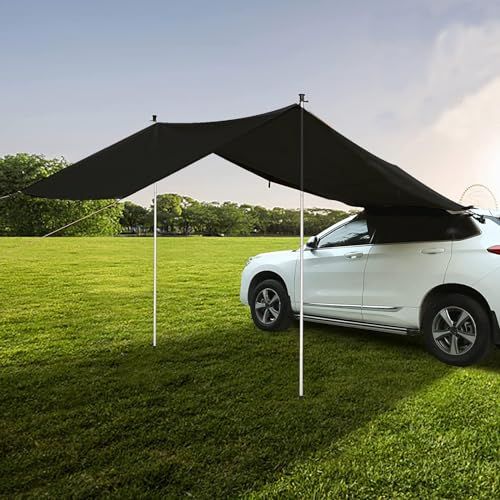 Auto Vorzelt Heckklappe 300 * 200cm,Kamanan Wasserabweisendes Sonnensegel,wasserdichte Auto-Campingzelt,Auto-Vordach,Heckklappenzelt,Heckzelt Auto,Geeignet für SUV-Modelle,Outdoor,Camping (Schwarz)