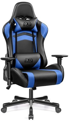 OneGame Chaise Gaming, Fauteuil Bureau Gaming accoudoirs 3D Chaise Gamer Ergonomique Dossier réglable en Hauteur Largeur, Bleu