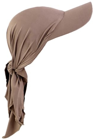 Casquette Femme Foulard avec Visière Turban Casquettes De Baseball Attachées pour Le Soleil (FR/ES, Alpha/Lettres, Taille Unique, Khaki)