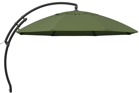 Sun Garden Easy Sun TM Ampelschirm 375 cm | rund | Aluminium Anthrazit | 100% Olefin (ca. 190 g/m²) | 360° drehbar | Öffnung mit Kurbel | Bezug in Gruen B080