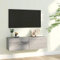 OHOOWOO Libreria Grigio Sonoma 100x30x30 cm in Legno Ingegnerizzato,Mensola TV da parete sospesa con ante a ribalta Design moderno per soggiorno Grigio sonoma