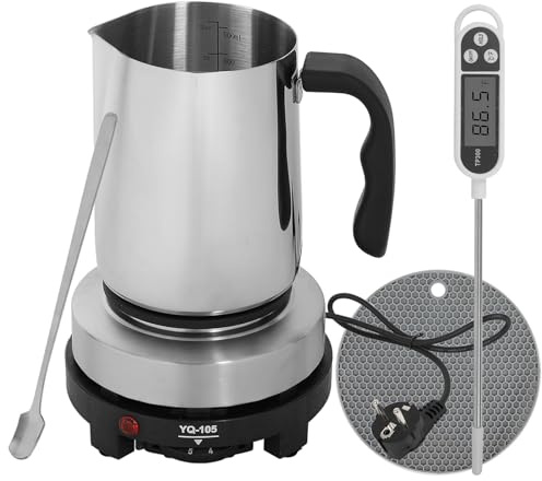 XLSBZ Kit per la produzione di candele, fai da te, con piastra di riscaldamento elettronica e pentola di cera da 900 ml, set per la produzione di candele per principianti