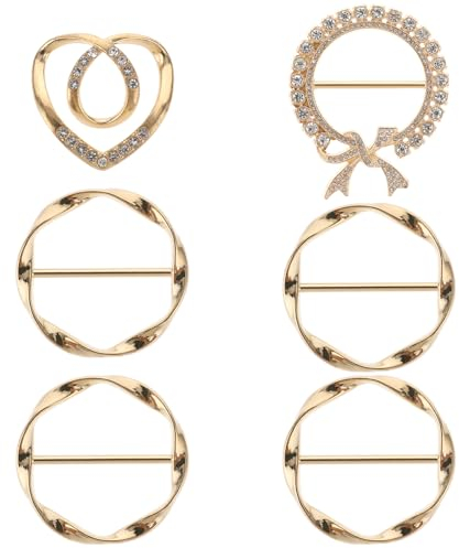 Giantree Lot de 6 boucles à clip pour t-shirt - Boucle ronde - Boucle de ceinture - En alliage - Pour écharpes et robes, Zinc