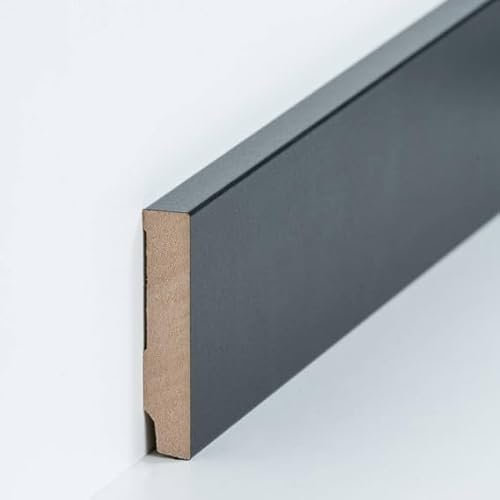PROVISTON Lot de 10 plinthes en MDF - 16 x 80 x 2500 mm - Cœur en MDF noir - À coller, clipser, visser et clouer - Plinthe