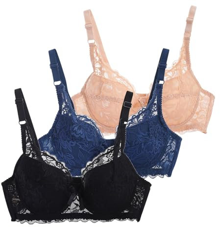 CSWH 3er Pack BHS Damen mit Bügel Fraun Spitzen-BH Set mit verstellbarem Push Up Sexy BH Mädchen Atmungsaktiver Weich Bequemer Y2K Unterwäsche Bra für Alltag