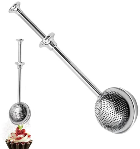 Kioriur Cucchiaio per spolverare lo zucchero, per spolverare farina, setaccio per tè, per zucchero a velo, per zucchero a velo, farina di zucchero a velo, per zucchero a velo, farina e spezie