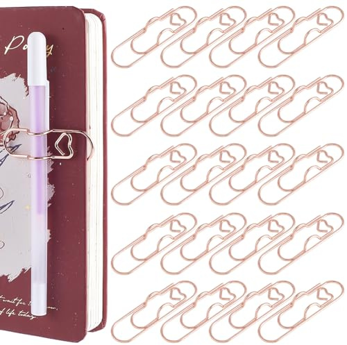 SOFPLATE 1 Box 20 Stück Büroklammern Stifthalter Büroklammer Bleistifthalter Herz Roségold Karbonstahl Büro Schule Metall Tragbarer Einsatz Bleistifthalter Für Notizbuch Tagebuch Papier Drinnen Und Dr