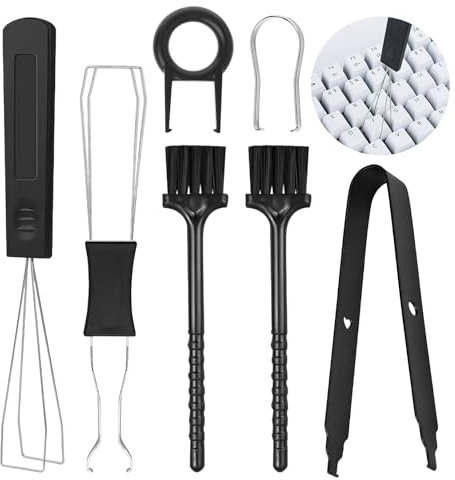 7 piezas de removedor de teclas de teclado, extractor de interruptores, extractor de teclas, cepillo de limpieza profunda y pinzas de precisión para teclados mecánicos y estándar, kit de herramientas