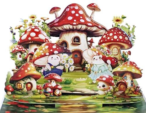 CUTPOPUP Süßer Pilz Valentinskarte Pop Up, Karte Vatertag, Geburtstagskarte, Karte Liebe, Hochzeitskarte, Geburtstagskarte Frau für Ehemann, Ehefrau, Sie, Ihn, Paar (Mushroom) US8LO187DE