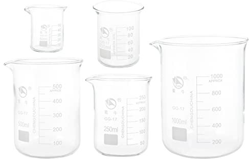 HAWILLOSCH 5piezas Medidores De Vidrio Unidades Precisos Para Experimentos Tazas Graduadas