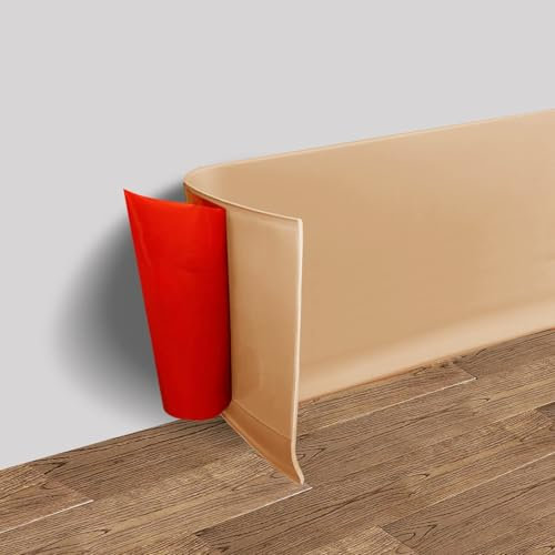 Battiscopa Adesivo Semiflessibile, 8/10cm di larghezza PVC Battiscopa per Muro,Battiscopa Angolare Autoadesivo per bagno, cucina e camera da letto (Marrone chiaro, 8cm x 3.5 metri)