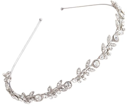 Braut Haarschmuck Braut, Haarschmuck Hochzeit,Silberne Kristall-Stirnband Haarreif Brauts Blatt Haarschmucks Haarband Kopfbedeckung Haarreif Funkelnde Party-Haar-Accessoires Für Frauen Und Mädchen
