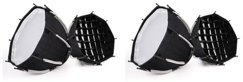 Reinscer 2X Softbox Ottagonale da 30 cm Mini Bowens Mount Softbox A Griglia A d'Ape A Sgancio Rapido per ZU60 o M60 COB Fill Light Studio