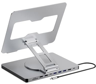 10 In 1 Laptop Docking Station With 360 Degree Rotating Base Stand For Efficient Office Use And Device Connection Holder