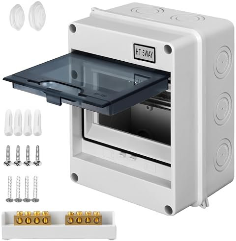 CHSG 16PCS 5WAY Waterproof Distribution Box, High Low Temperature, Surface-Mounted Distribution Box with Copper Bars Outdoor Junction Box, Waterproof Fuse Box for Home, Office and Wet Rooms
