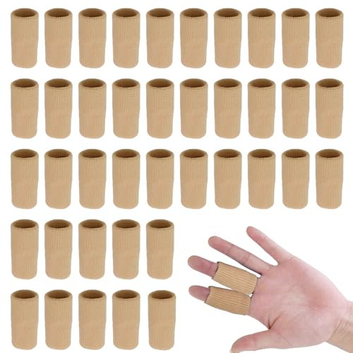 Leogony 40 Pcs Finger Support Compression Sleeves, Breathable Finger Sleeve Protectors for Relieve Joint Pressure (Skin Color)
