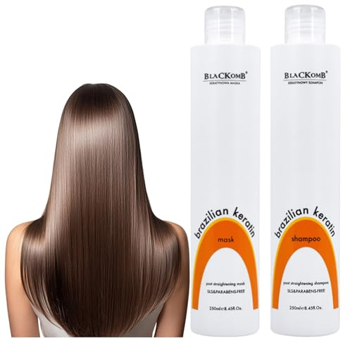 Blackomb Keratin Set – Shampoo + Haarmaske 2×250 ml – Glättende Pflege nach Keratin- & Nanoplastie-Behandlung – Ohne Sulfate & Parabene