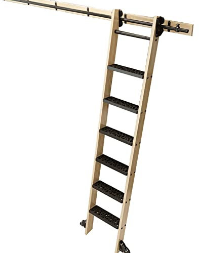 Schiebeleiter-Bausatz, rollende Bibliothek, Schienenbausatz, Hochleistungs-Gleitschienen | Rollen für Bücherregale oder Lagerlaufrollen, mit Bodenrädern (ohne)