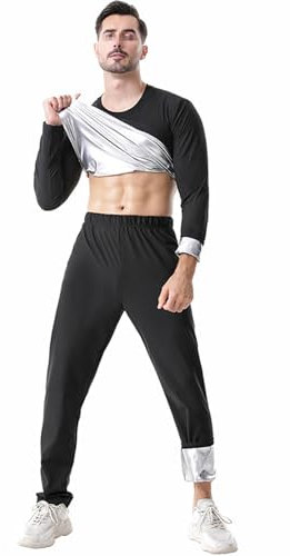 Weyot Traje Sauna Hombre, Traje De Sauna para Pérdida De Peso - Camisas Y Pantalones De Sudoración, Trajes De Sudoración para Fitness Running Boxeo Correr Silver,2XL