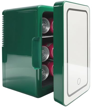 iTOMA Mini-réfrigérateur 6 litres, réfrigérateur et réchauffeur, Porte Miroir avec éclairage LED, Petit réfrigérateur pour Chambres, Voiture, Boissons, beauté, Soins,K6104GE