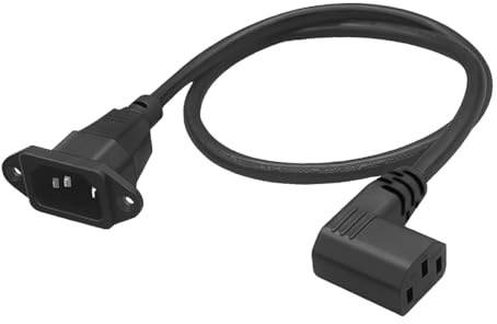 Hoite 90 Degree IEC320 C13to C14 Panel Mount Power Cable Left Angle C13 Female To C14 Male Cord Converter Adapter for Monitors Computers 0.6m