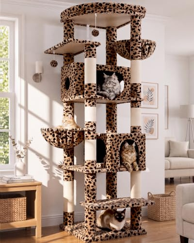 Globlazer S74 Stabil Kratzbaum Ecke XXL 188 cm für 2/3/4 Große Katzen Innen | Katzenbaum mit Mehrere Große Liegefläche Sisal Kratzfläche Leichter Aufbau Aktivitätskratzbäume für Schwere Katzen Kätzchen