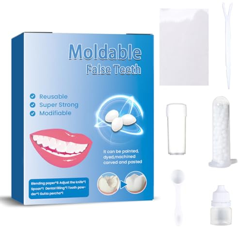 EIHI Relleno dental temporal, Kit de reparación de dental, Perlas de reparación de prótesis dentales para fijación temporal Relleno de dientes rotos que faltan Dientes falsos moldeables