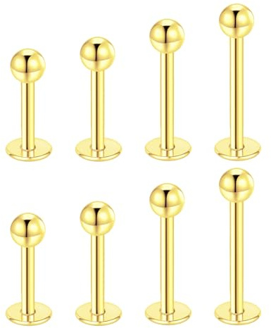 Gojewen 8stk Lippenpiercing Labret Stecker 6mm 8mm 10mm Edestahl 16G Piercing Helix Tragus Cartilage Medusa Lippe Silber Gold Herz Stern