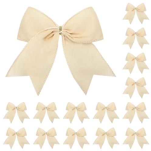 Christmas Bows, 15PCS Xmas Tree Topper Bow Christmas Vintage Bows Ornaments for Home Holiday Wedding Garland Wreath Decor
