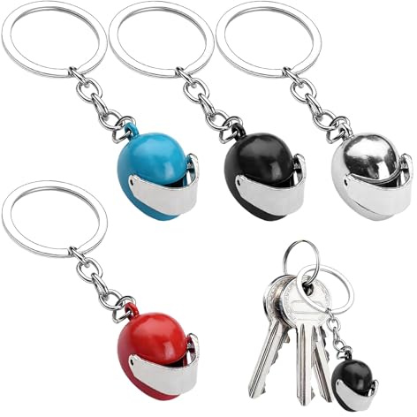 Porte Clé Moto, 4 pièces Porte Cle Moto, Port e Clef Mo to, P orte Clé Mot o Personnalisé, argent, bleu, rouge et noir, idéal comme cadeau pour la Saint-Valentin ou la fête des pères.