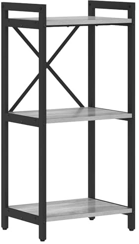 Mokuyary Bücherregal Grau Sonoma 40 x 30 x 85 cm Holzwerkstoff Bücherschrank Büroregal Standregal, Aufbewahrungsregal Dekoregal für Wohnzimmer, Schlafzimmer, Büro -B
