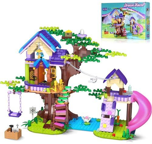 Set Casa Árbol Friends con Luces LED, 791 PCS Casa Bosque City con Columpio, Navidad & Pascua para Niños, Niñas y Niños 6 7 8-12+
