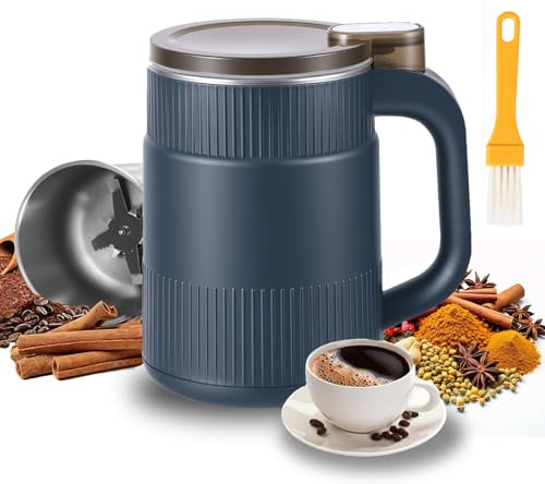 BTBHIHO 300w Electric Coffee Grinder, 8-Blade Coffee Bean Grinder, Fast Grinding with Copper Motor, Low Power Spice Grinder,Spice Grinder Electric for Coffee Bean,Dried Spice,Pepper,Grain,Nuts (Blue)