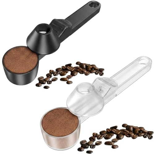 Funnel Scoop, Scoop Funnel, 2-Piece Coffee Scoop Set with Reusable Design, Easy-Pour Kitchen Utensils for Ground Coffee, Protein Powder, Tea Leaves and Spices(Black,Clear)