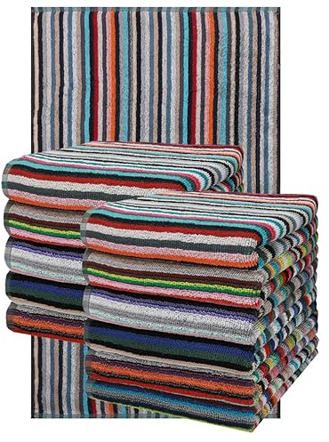 Betz 12er Set Küchentücher Geschirrtuch Handtuch 100% Baumwolle HELGOLAND Größe 50 x 90 cm Grubentuch Küchentuch Allzwecktuch Streifen bunt