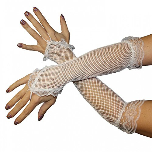 Foxxeo Sexy Netzhandschuhe für Damen in schwarz oder weiss