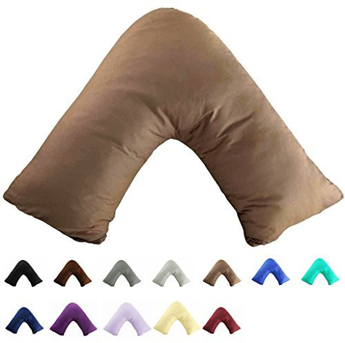TAOSON 100% Cotton 300 Thread Count Soild Envelope Style V Shaped/Tri/Boomerang Standard Pillow Case Cushion Cover Only Cover No Insert (Khaki)