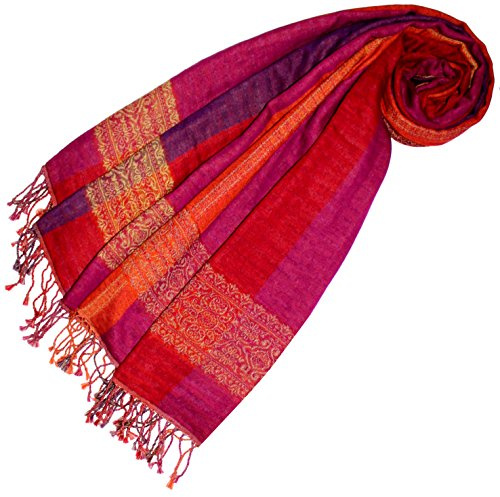 Lorenzo Cana Pashmina Schaltuch aus 90% Baumwolle mit 10% Wolle Stola Damenschal Naturfaser Schal Markenschal Fransen gewebt 70 x 180 cm