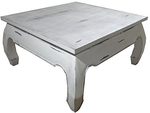 Beho Natürlich gut in Holz COUCHTISCH Opium Teak Farbe White Wash Verschiedene größen (60 x 60 cm)