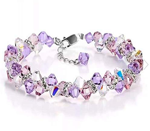 Jeulia Damen Edelstein Kristall Romantische Armband Mädchen Oval geschnittenen Amethyst Armband mit Sterling Silber Blau Saphir Strand Armband mit verstellbarer Gliederkette Geburtstag Festival Valent