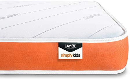 JAY-BE Simply Kids Mattress, European Single (90 x 200 x 16cm) White/Orange