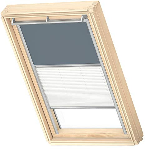 VELUX Original Dachfenster Duo Verdunkelungsrollo für C02, Blaugrau, mit Grauer Führungsschiene