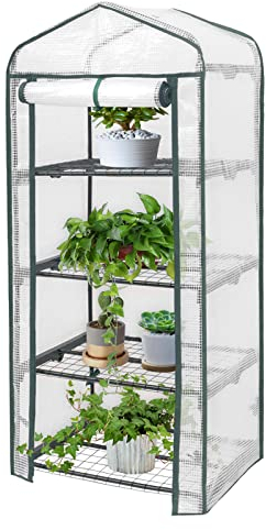 WOLTU Garden Greenhouse Plastic Tomato Greenhouse Vegetable Fruit Flower Plant Shed with Strong Reinforced Cover 69x49x158cm White